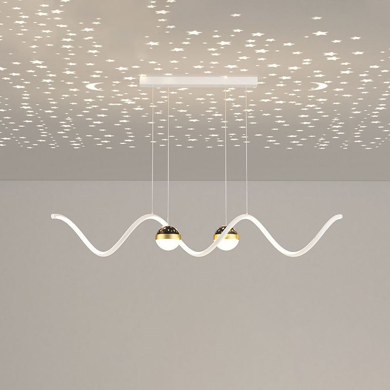 2 Ball Shade Kitchen Island Fixture Metal and Glass LED Pendant Fixture for Dining Room