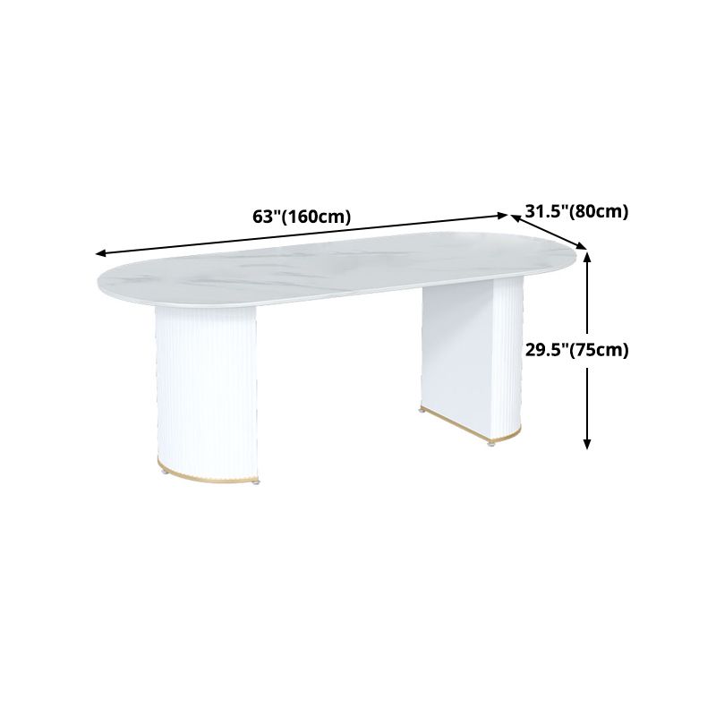 Metal Modern Oval Dining Table Sintered Stone Indoor Table for Dining Room and Kitchen