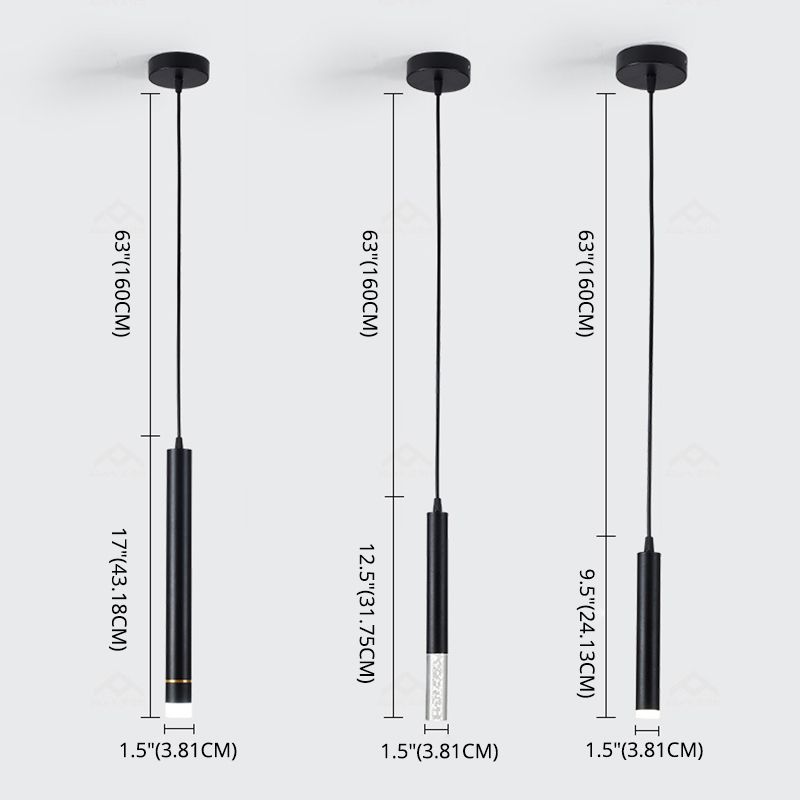 Bedroom LED Pendant Light in Modern Creative Style Wrought Iron Cylindrical Hanging Light with Acrylic Shade