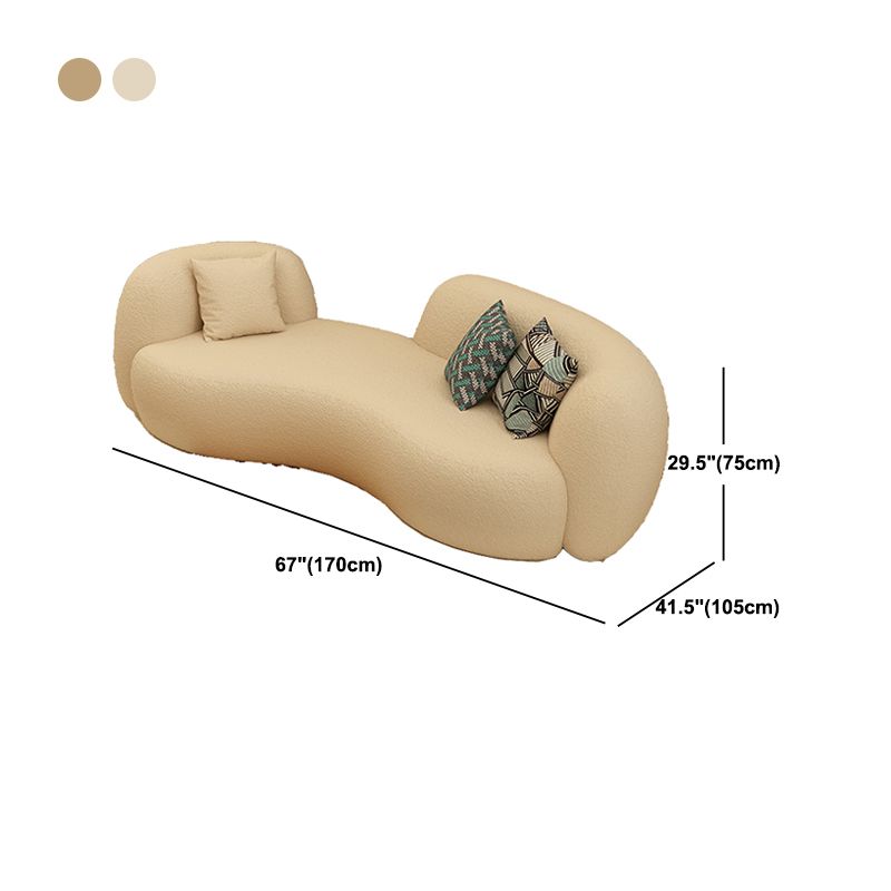 Wool Recessed Arm Sofa Curved Sofa 29.53" High for Living Room