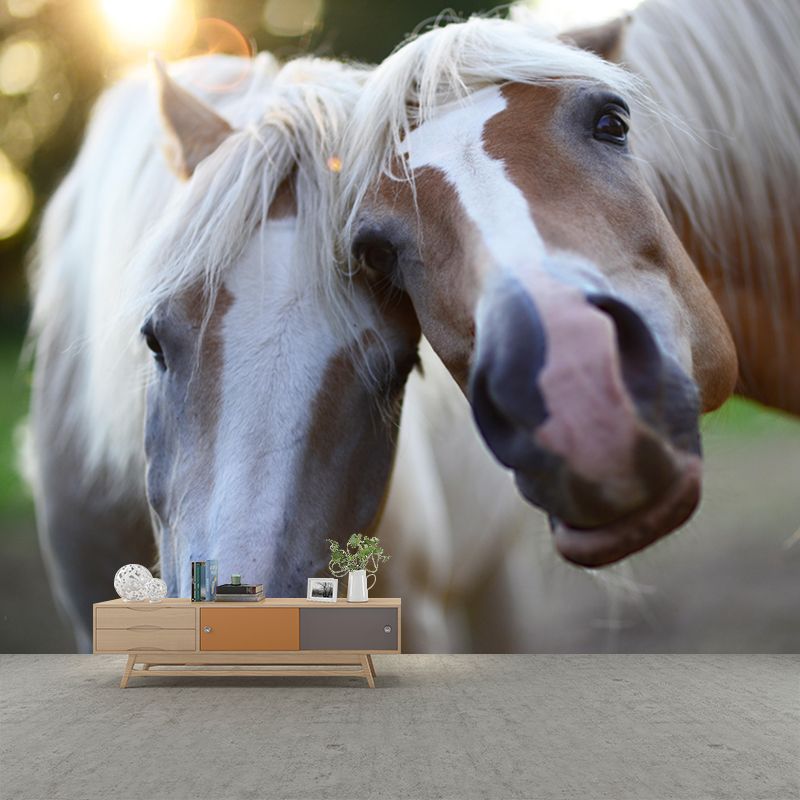 Modern Horse Mural Wallpaper Moisture Resistant Living Room Wall Covering