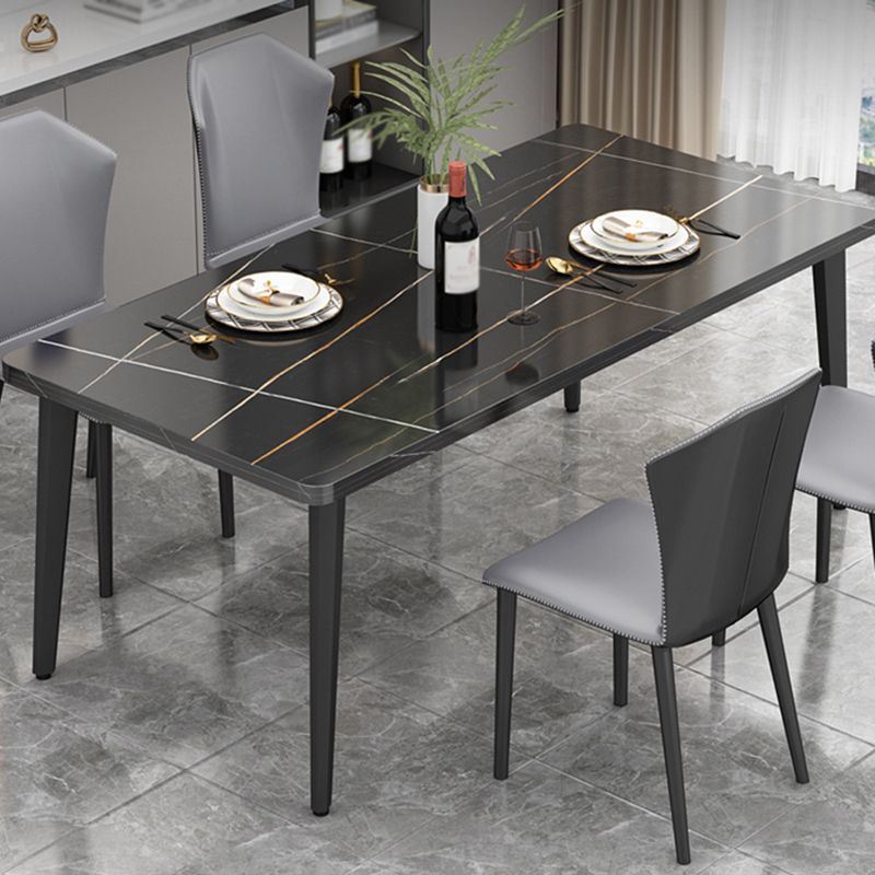 Minimalist Kitchen Rectangle Dining Table Sintered Stone Standard Dini