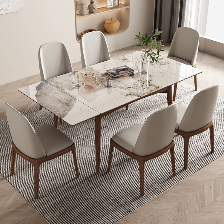 Midcentury Stone Dining Table Rectangle 4 Legs Furniture,43.3"L x 31.5"W x 30.7"H