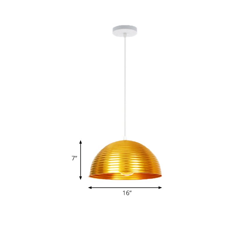 Luz colgante de tono de cúpula con luz de metal contemporáneo de metal rojo/amarillo/luz colgante, 12 "/16" /19.5 "de ancho
