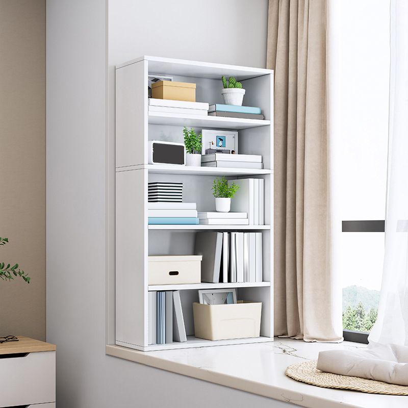 Modern Engineered Wood Bookshelf Standard Vertical Bookcase in Burnish