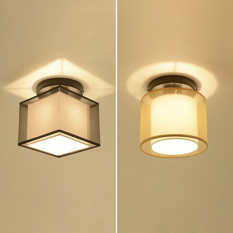 Fabric Geometric Shape Flush Ceiling Light Modern 1 Light Flush Light Fixtures