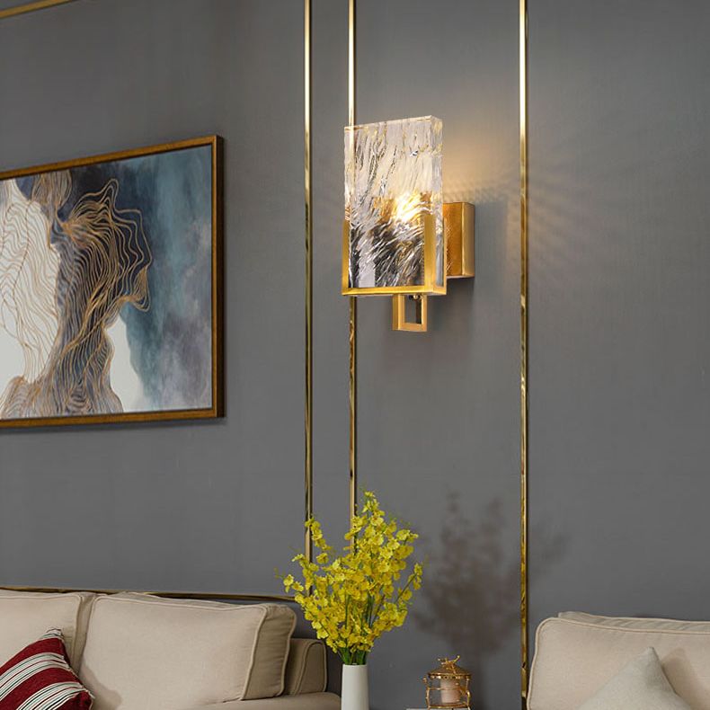 1 Lichtgold zeitgenössische Wandbeleuchtung Kristallquadrat-Wandbeleuchtung für Schlafzimmer
