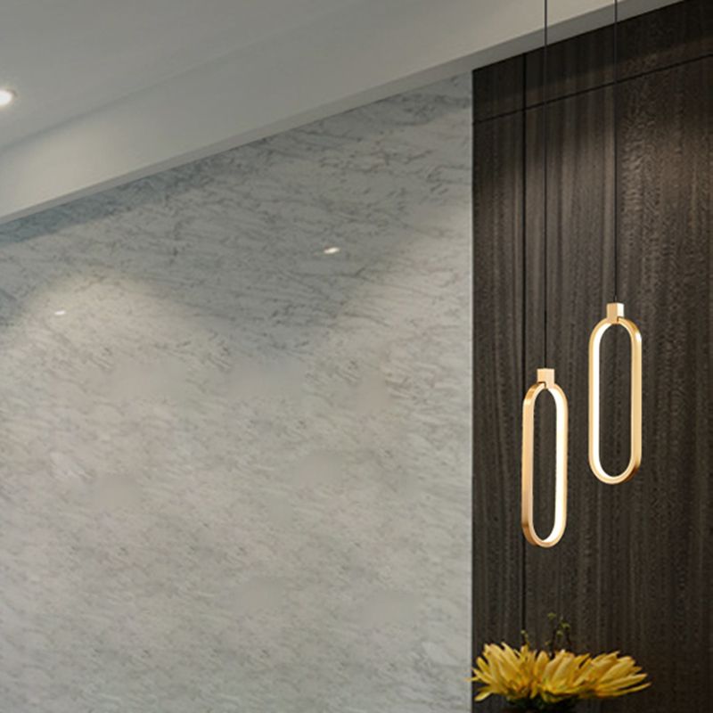 Minimalist LED Hanging Ceiling Light Aluminum 1-Light Linear Ceiling Pendant Light