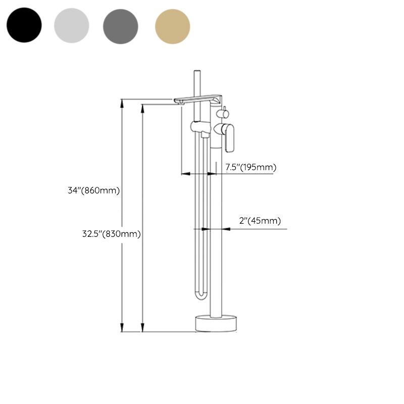 Floor Mounted Bronzel Freestanding Tub Filler Single Handle Freestanding Faucet with Hose