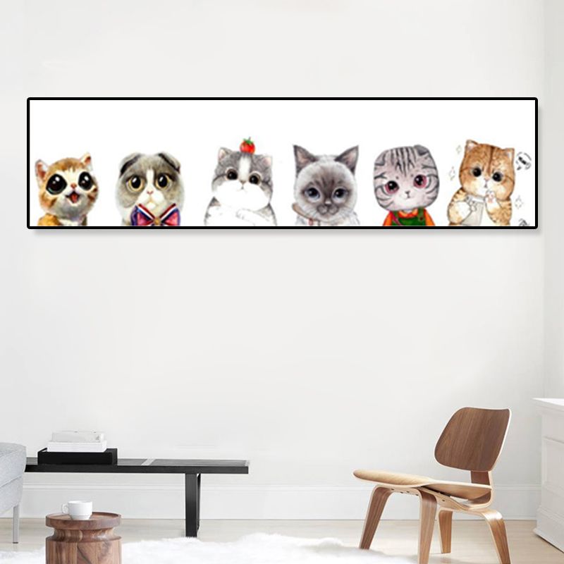 Dessin d'animaux sur toile, couleur Pastel, décoration murale de dessin animé pour chambre d'enfant
