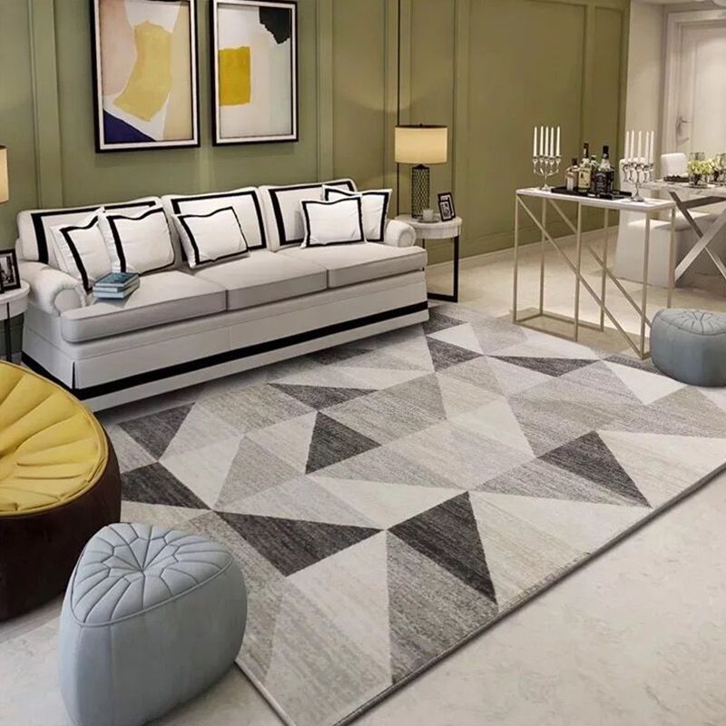 Modern Living Room Area Rug Multi Colored Geometric Rug Synthetics Non-Slip Washable Stain Resistant Indoor Rug