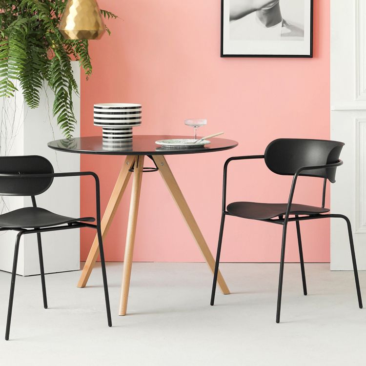 Industrial Metal Balcony Arm Chair Matte Finish Open Back Dining Chair (Set of 4)
