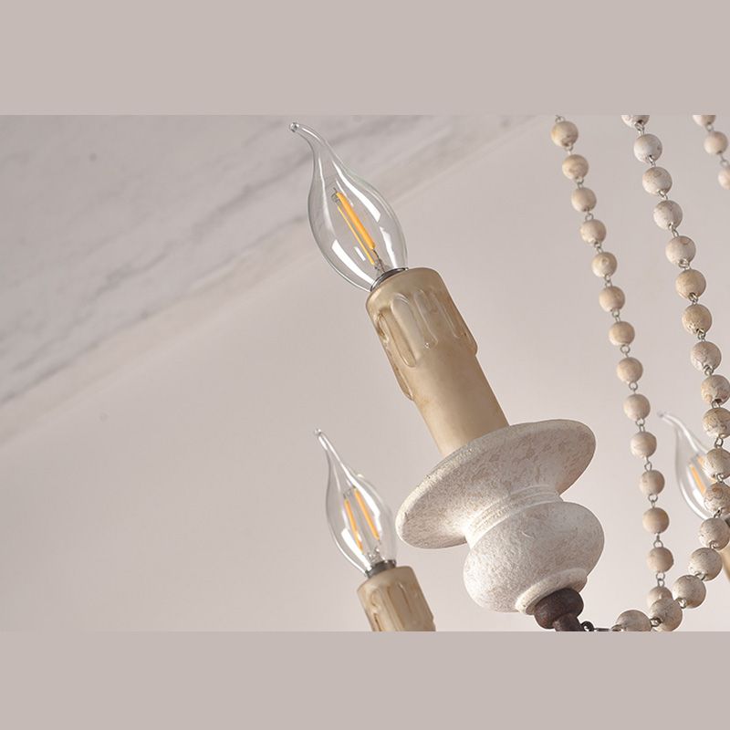 Candlestick Chandelier French Country Wooden Dining Room Hanging Light Fixture