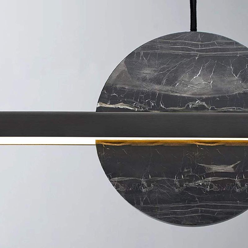 Brass and Marble Pendant Ceiling Fixture Linear 1 Light Kitchen Island Light