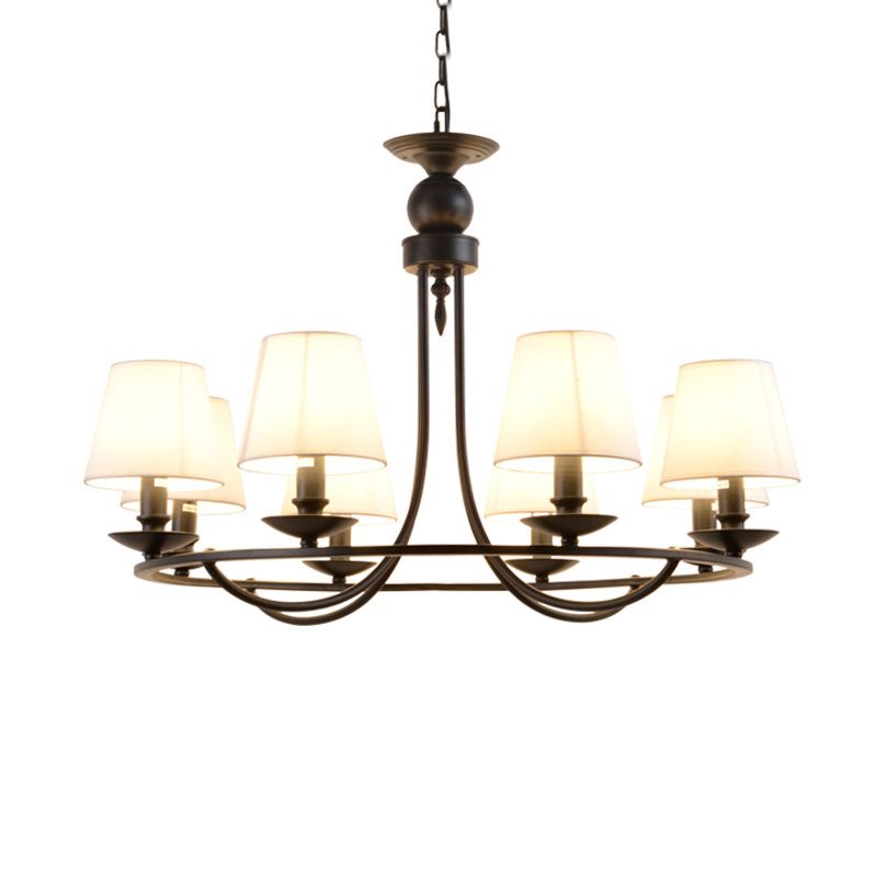 Conical Chandelier Country Style Fabric Pendant Lighting Fixture for Dining Room