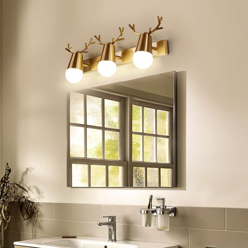 Antler Vanity Wall Light Postmodern Metal Brass Glasce Light Ayémateur avec conception de bulbe exposée
