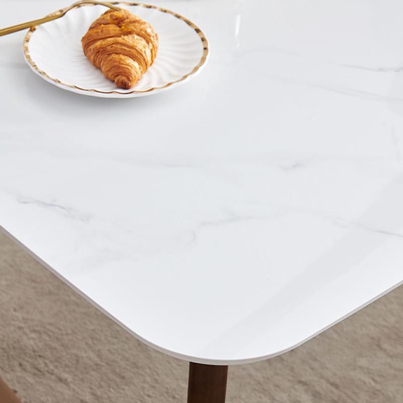 Mid-century Rectangle Dining Table White Stone Top Tripod Base Dining Table