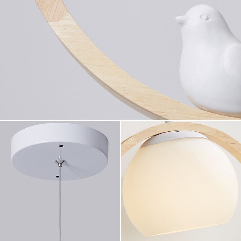 Luci a sospensione a sospensione rotonda lampada a sospensione bianca moderna con tonalità di vetro per ristorante