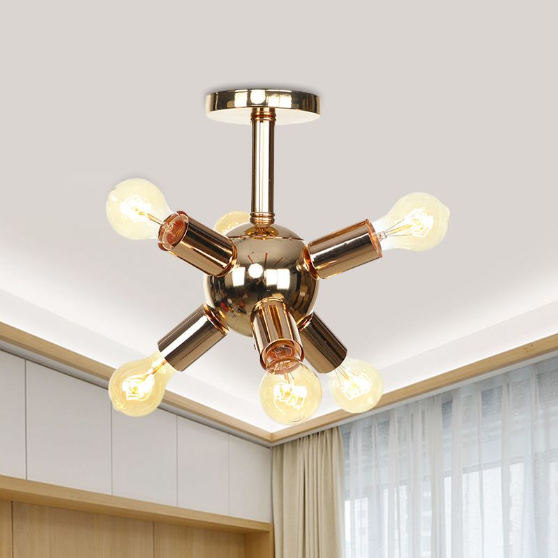 Chroom/gouden Sputnik semi-inbouw vintage ijzer 6/9/12 lichten restaurant verzonken plafondlamp armatuur