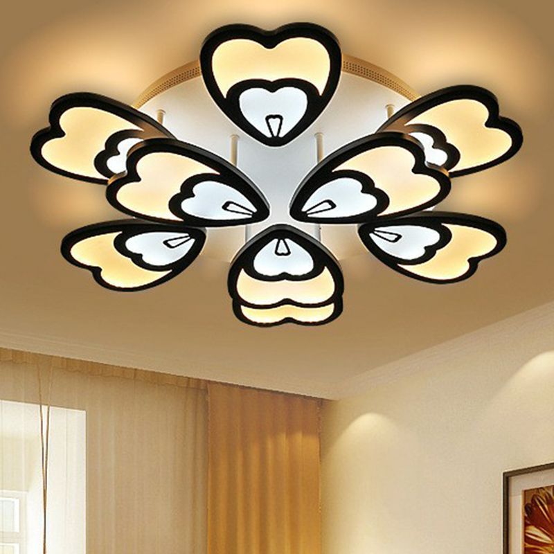 Blume Acryl Flush Mount Light Contemporary White LED Semi Flush Deckenleuchte für Wohnzimmer