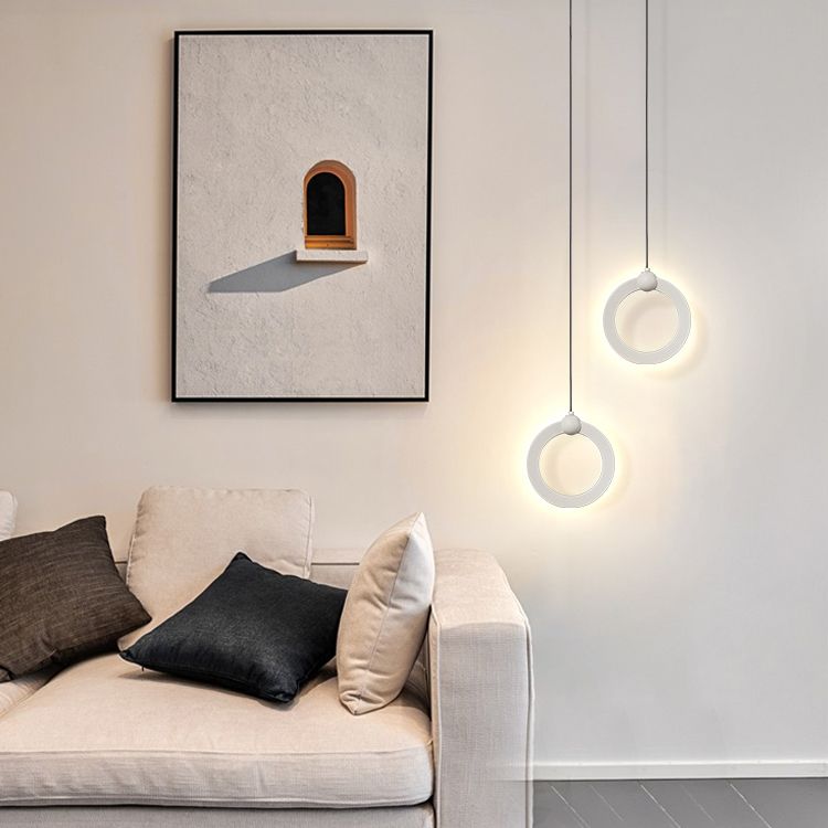 Acryl cirkelvormige LED -hangende lamp in moderne minimalistische stijl aluminium hanglamp voor slaapkamer
