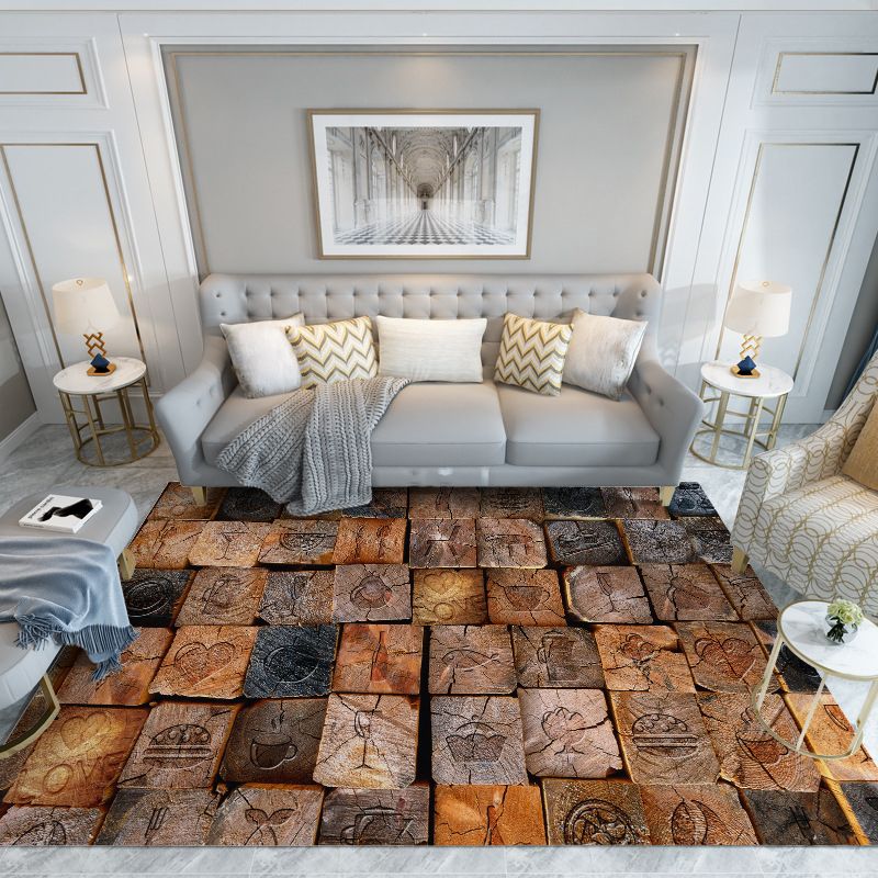 Blue Modern Rug Polyester Check Area Rug Washable Rug for Living Room