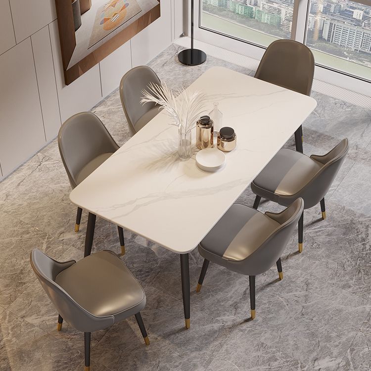Industrial Kitchen Dinner Table Rectangle Stone 4 Legs Dining Table