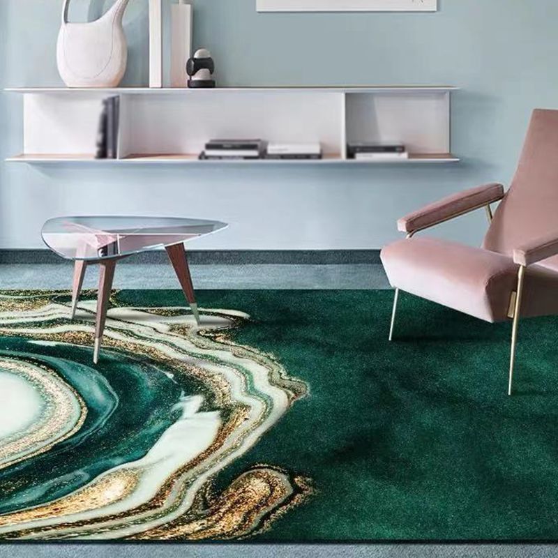 Multicolored Trendy Rug Watercolor Printed Carpet Polyester Stain Resistant Rug for Living Room