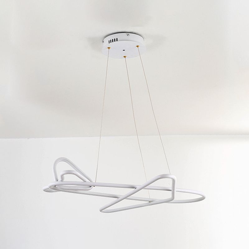 Modern Creative LED Pendant Light Lacquered Aluminium Linear Chandelier with Silicone Shade