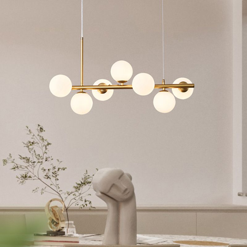 Modern Island Hanging Lamp Multi Lights Island Lamp with Glass Shade for Dining Room