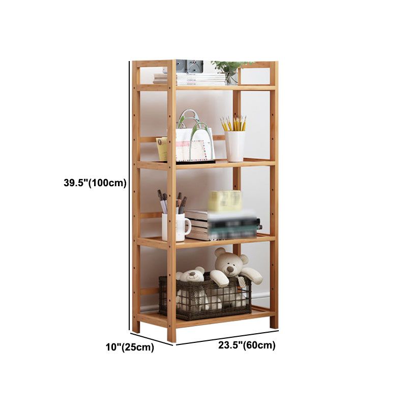 3/4/5-Shelf Manufactured Bookshelf Wood Etagere Natural Scandinavian Vertical Bookcase