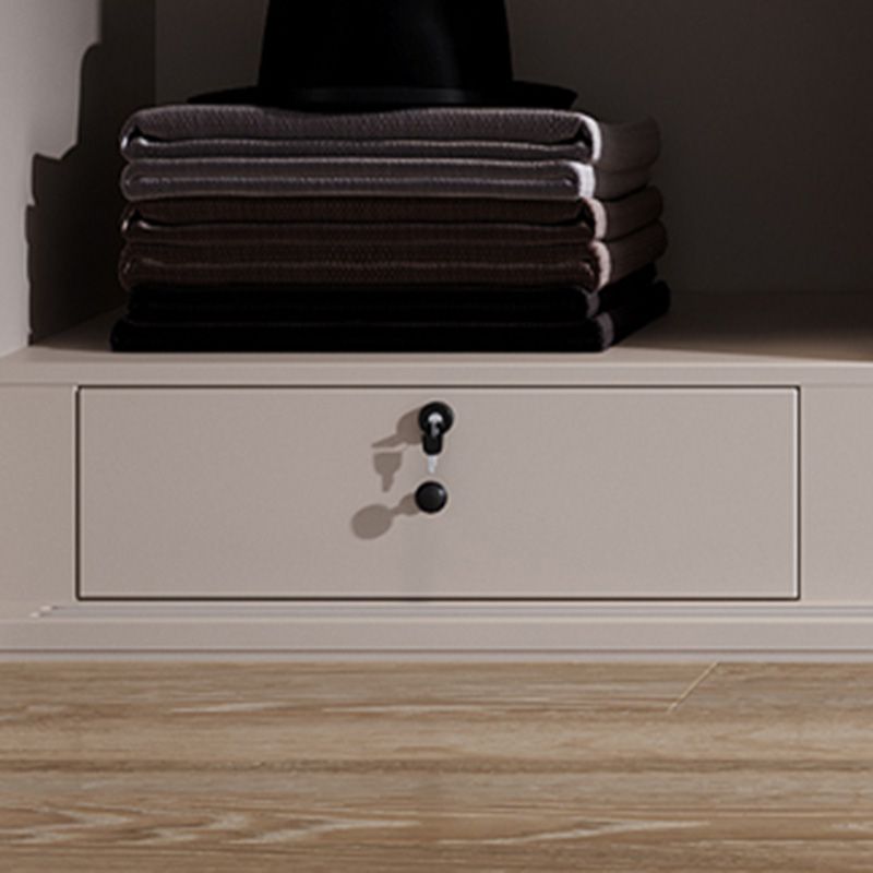 Bedroom Wooden Storage Cabinet Modern Style Armoire with Garment Rod