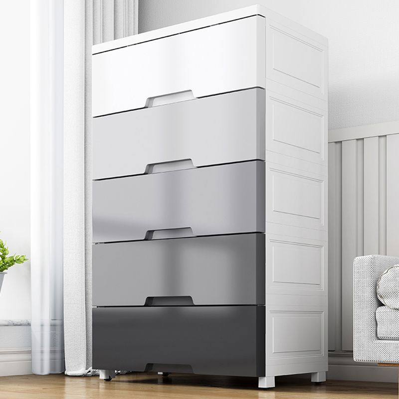 Contemporary Plastic Storage Cabinet for Bedroom Grey Cabinet with Drawers