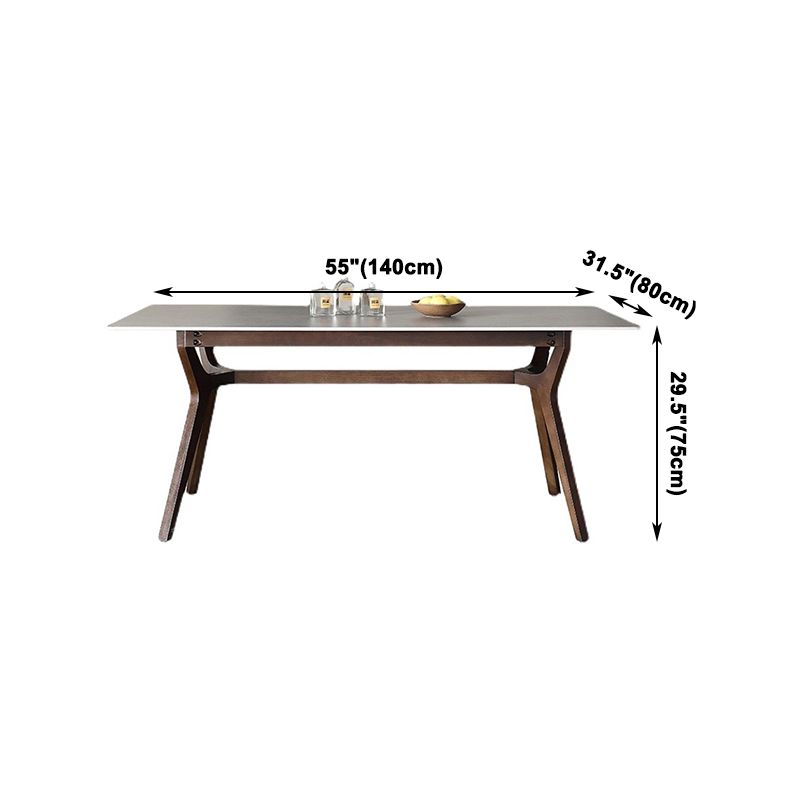 Mesa de comedor rectangular moderna de mediados de siglo Mesa de piedra sinterizada gris