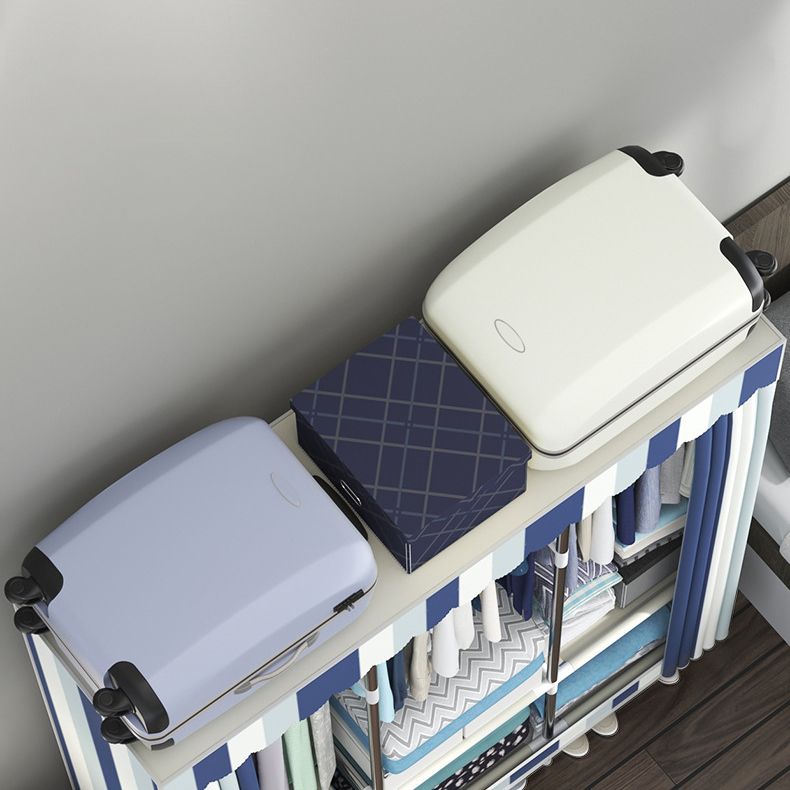 Modern Style Wardrobe Closet Metal Frame Wardrobe Armoire with Shelves