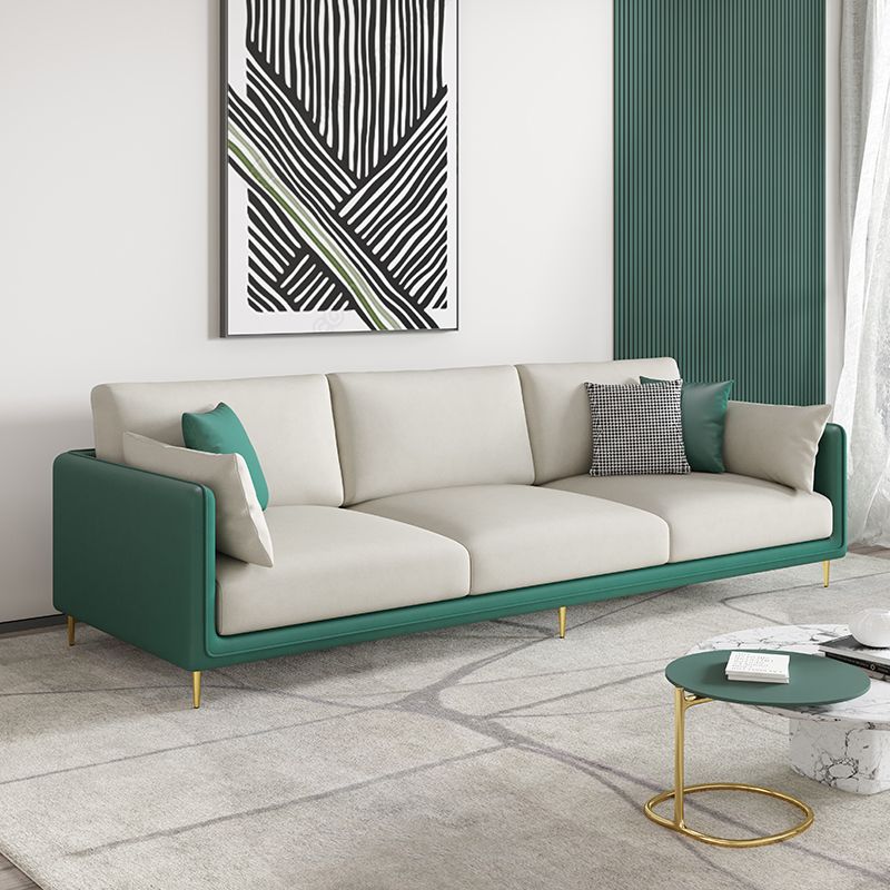 Faux Leather 3-seater Living Room Standard Cushions Glam Sofa