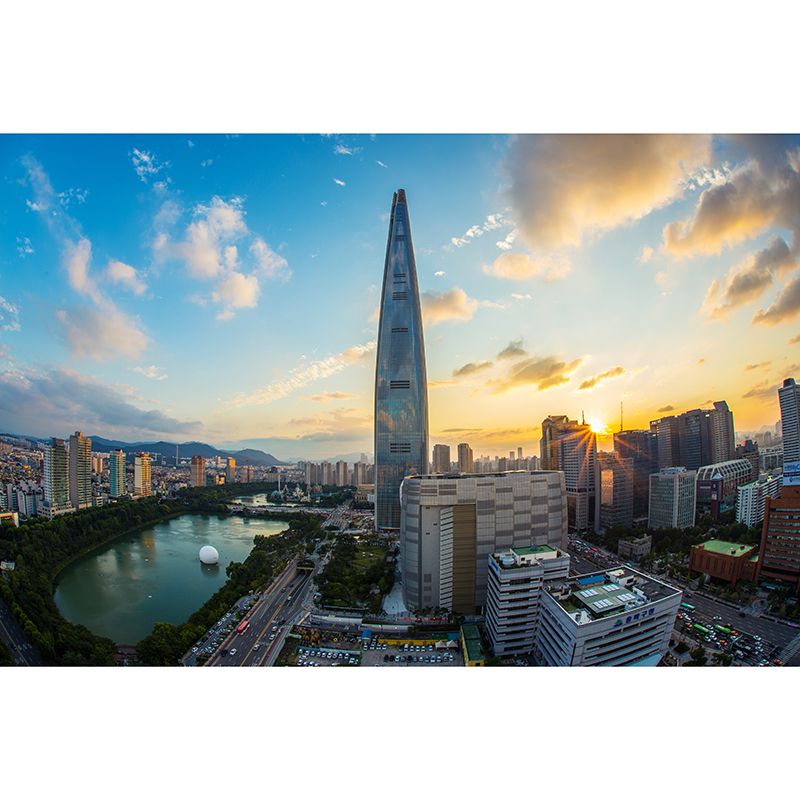 Modern Whole City Landscape Wall Mural for Office Room Personalized Size Wall Decor