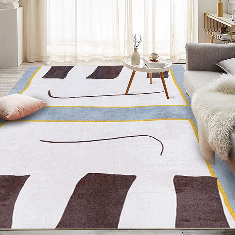 Multicolor Parlor Rug Novelty Colorblock Rug Polypropylene Machine Washable Non-Slip Backing Area Rug