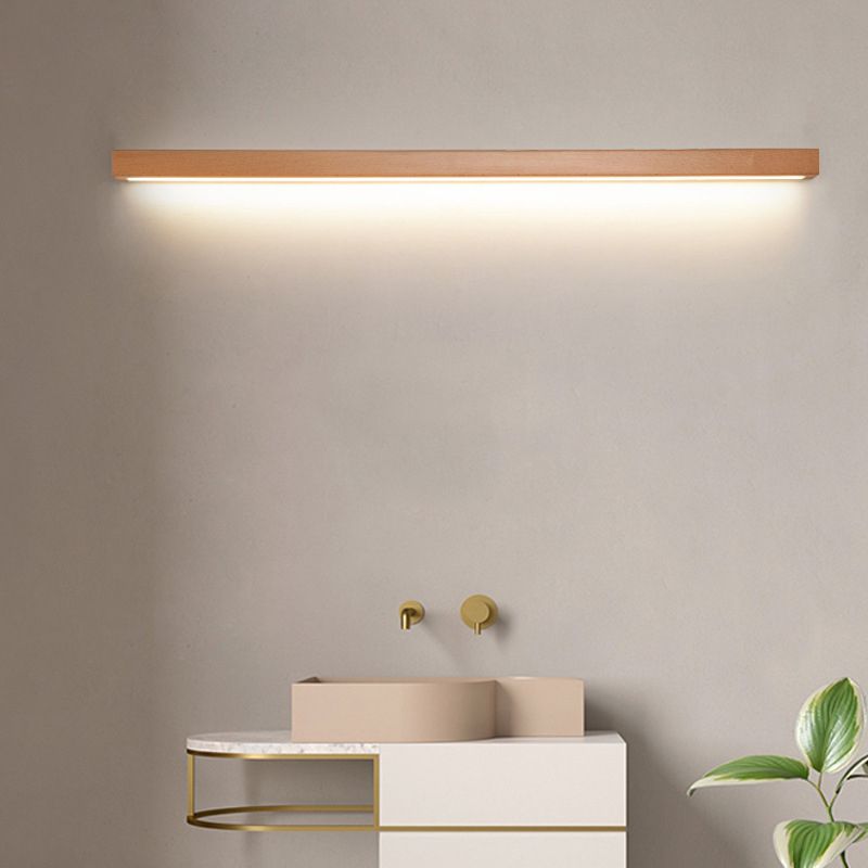 Linear Shape Wood Wall Light Modern Style 1-Light Wall Mount Lighting in Brown