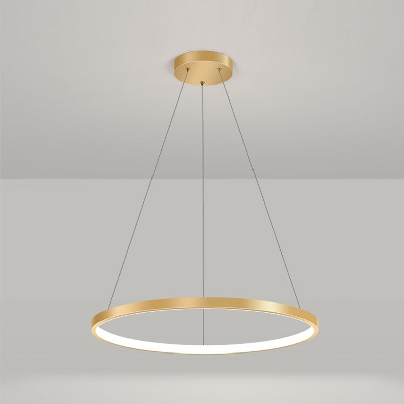 Circle Metal Pendant Light Fixture Modern Style Single Light Hanging Light Fixture in Gold