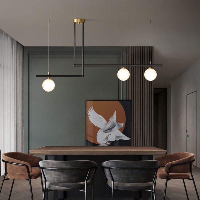 Simple Island Lighting Fixture Glass Hanging Light for Dining Room