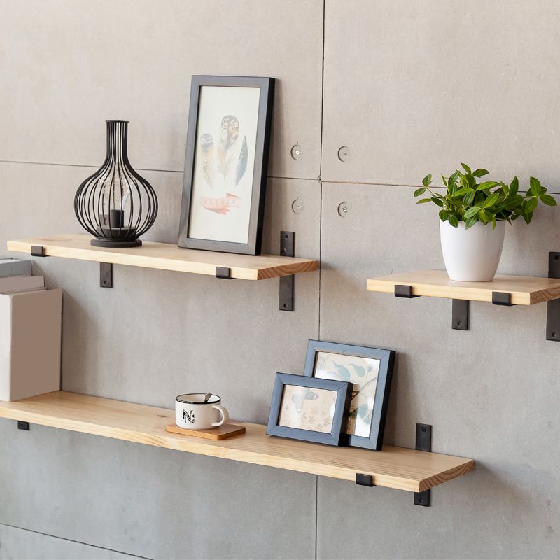 Contemporary Floating Bookshelf Wooden Natural Closed Back Bookcase