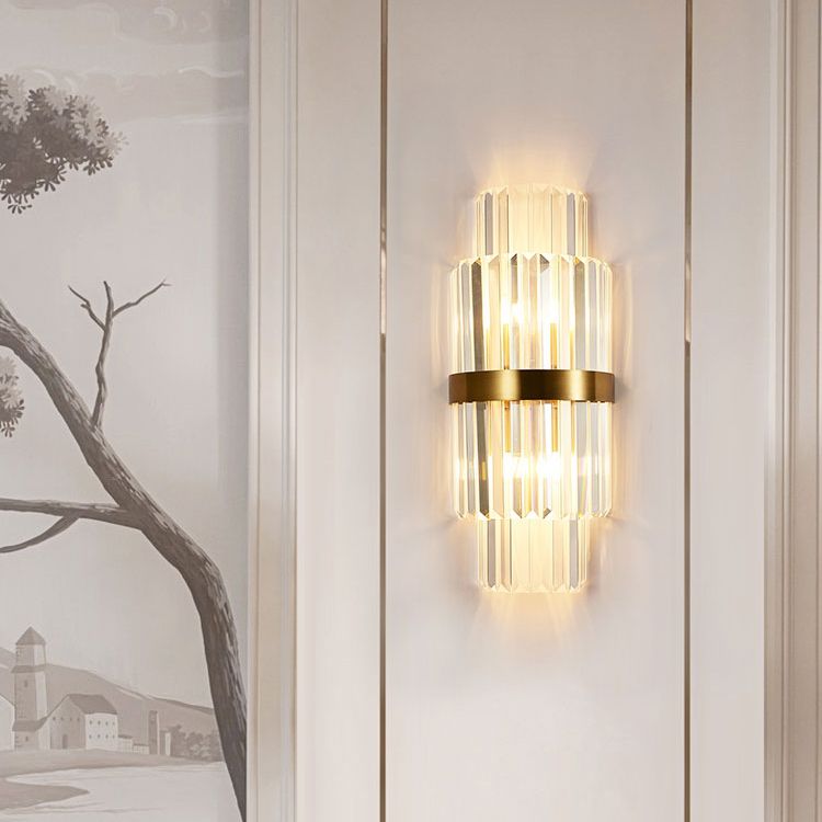 Rectangular-Cut Crystals Flush Mount Wall Sconce Postmodern Sconce Light Fixture