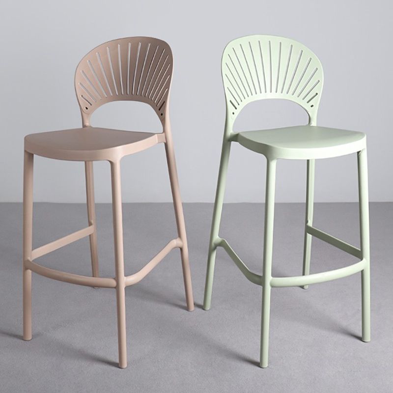 Contemporary Plastic Barstool Plastic Low Back Counter Stool in Matte Finish for Indoor