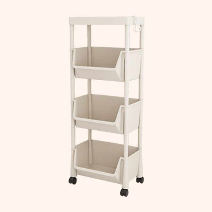 Contemporary Plastic Bookshelf White Standard Shelf Bookcase for Study Room