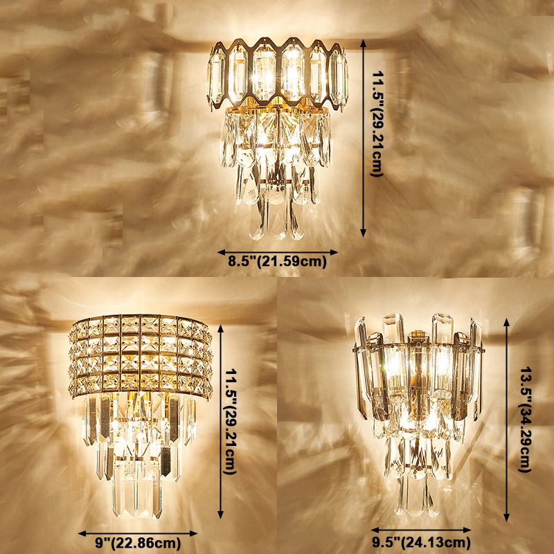 Geometrische Multi-Lights-Wandleuchten Moderner Kristallwandmontageleuchte in Gold
