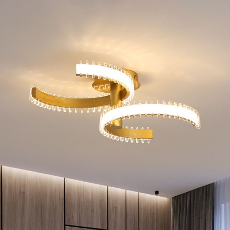 2/3 lagen C-vormige semi-spoelverlichting Eenvoudig acryl-LED-goud dicht bij plafondlamp in wit/warm licht