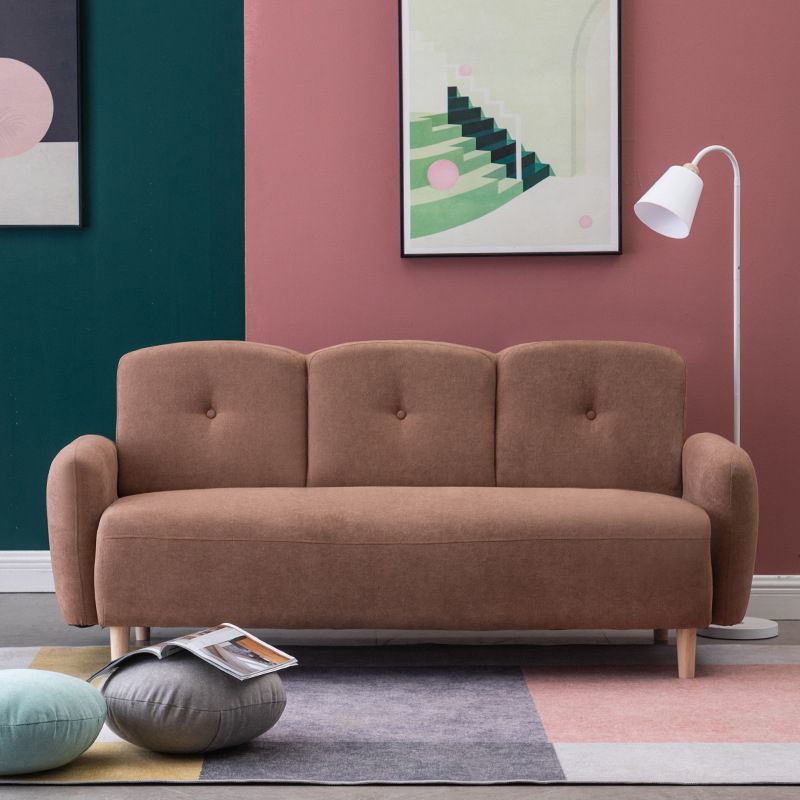 Velvet Sofa 29.52" H Recessed Arm with 3-seater Contemporary