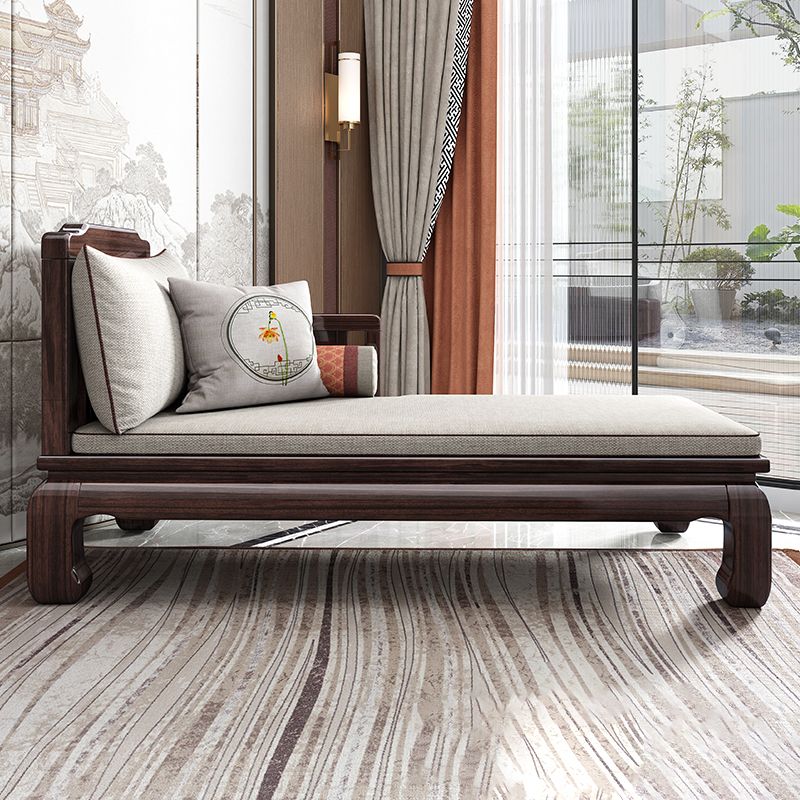 Square Arms Chaise Lounge Chair Cushioned Chaise with Pillow