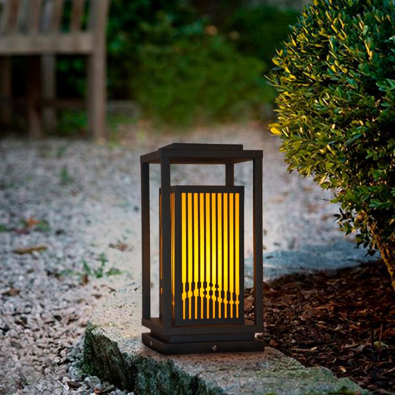 Modern Simple Outdoor Light Rectangle Shape Solar Energy Pillar Lamp for Courtyard